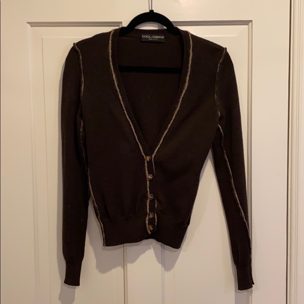 Dolce & Gabbana brown and tan wool cardigan